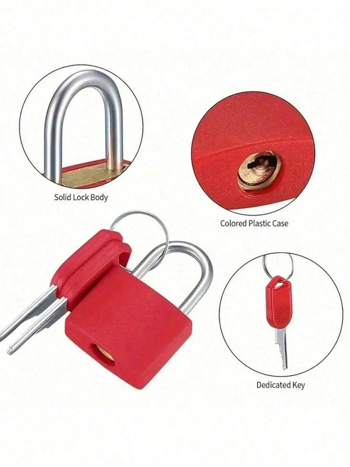 1pc/10pcs Mini Colorful Padlocks With Keys, Zinc Alloy Body And Plastic Shell, Suitable For Luggage, Backpacks, Gym Lockers, Travel Bags, Classrooms, And Other Storage Purposes