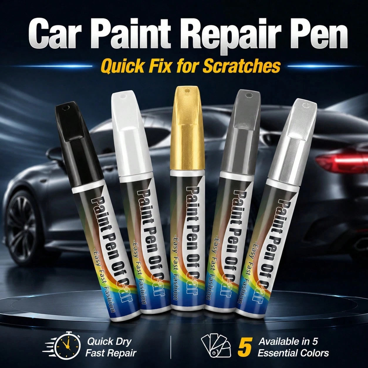 1Pc 12ML Universal Car Scratch Repair Pen, Auto Touch Up Paint Pen For Car Care, Quick Fix Scratches And Chips, Portable Auto Paint Marker For Daily Commute And Travel, Silver