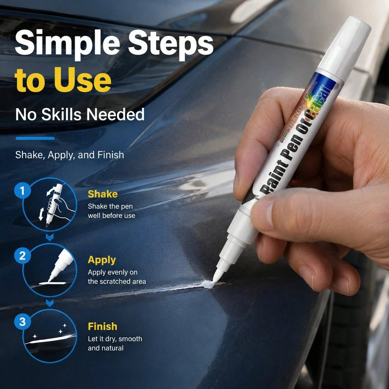 1Pc 12ML Universal Car Scratch Repair Pen, Auto Touch Up Paint Pen For Car Care, Quick Fix Scratches And Chips, Portable Auto Paint Marker For Daily Commute And Travel, Silver