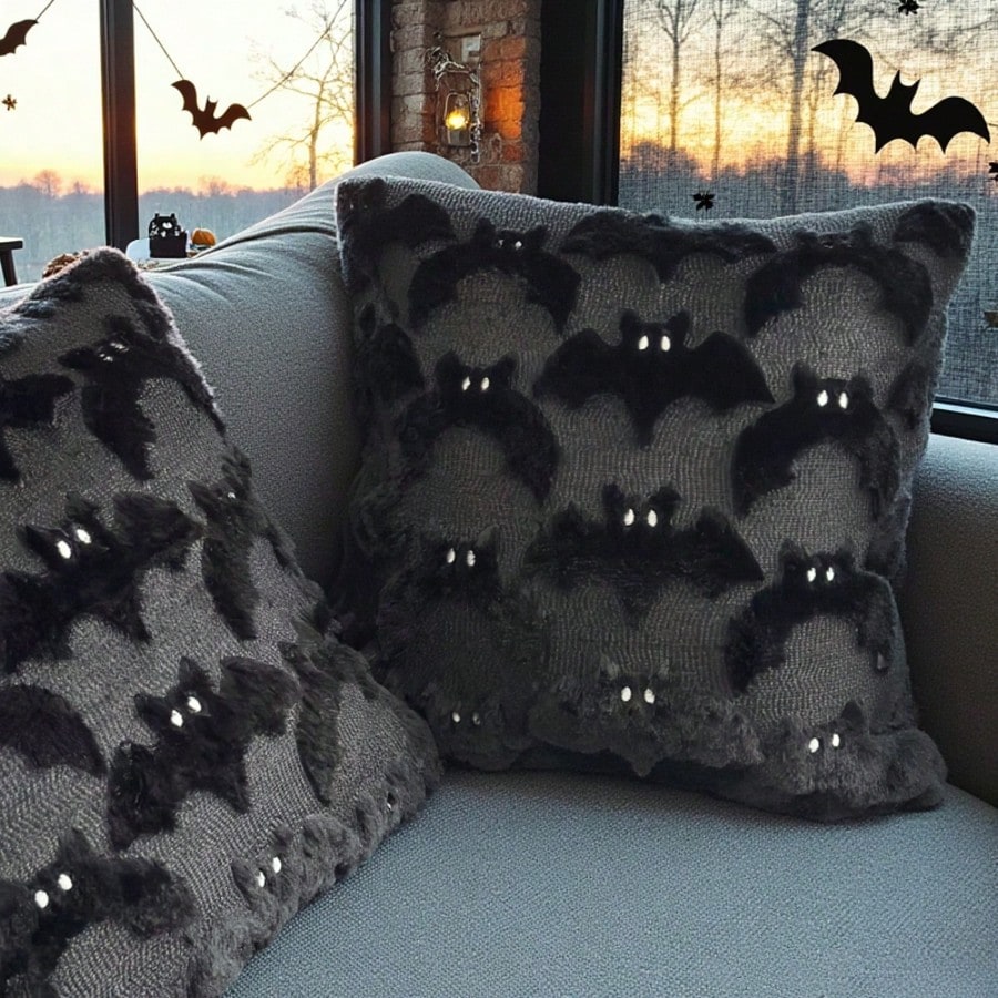 1pc 18x18 Inch Autumn Harvest Pumpkin Plush Pillow Case, American Country Vintage Halloween Farm Style, Soft Faux Wool Faux Fur Texture Cushion Cover, Living Room Sofa Bedroom Chair Home Decor, Pillow