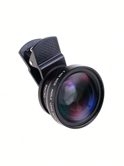1pc 2 In 1 0.45X Macro Phone Wide Angle Lens Compatible With Iphone Android Phone For Summer Vacation, Travel, Creative Photography Phone Accessories, Phone Lens