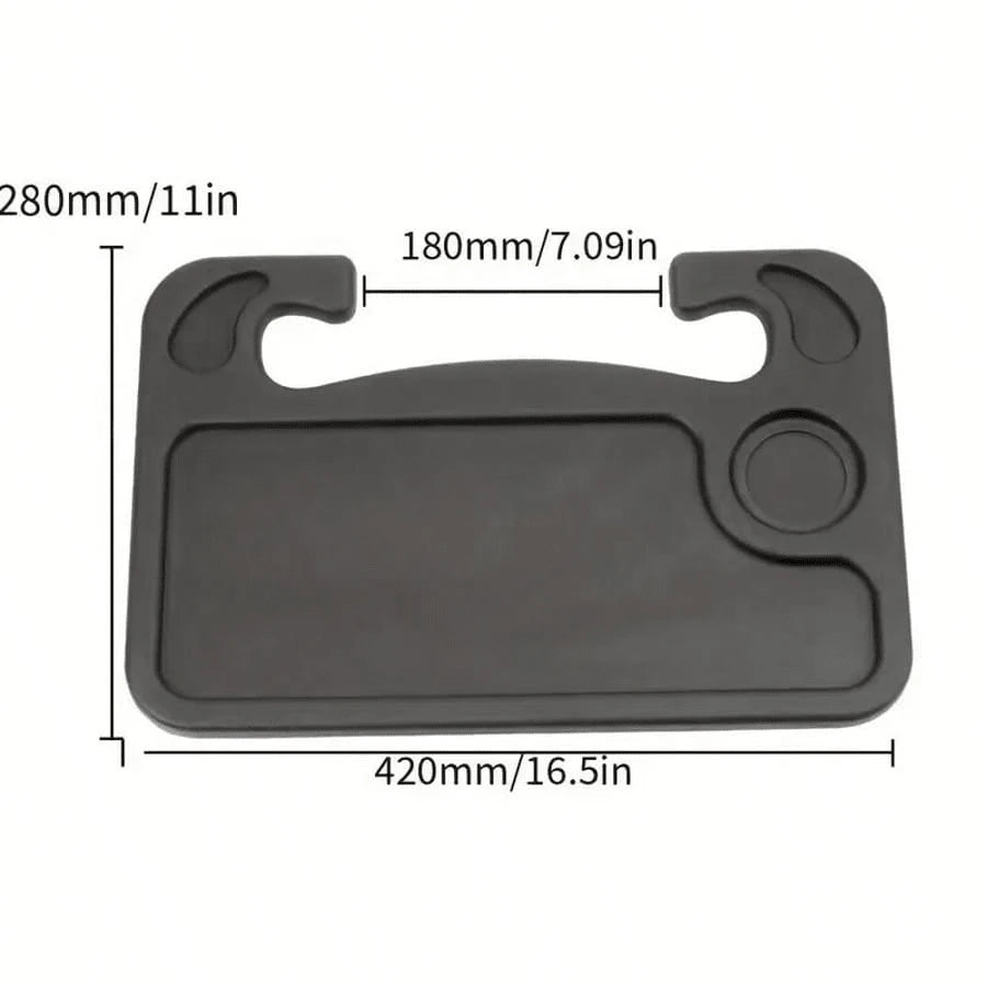 1Pc 2 In 1 Black Car Steering Wheel Tray, Solid Plain Classic Black Design With Streamlined Integrated Shape. Made Of Premium Sturdy Lightweight Hard Plastic Material, Wear Resistant, Pressure Bearing
