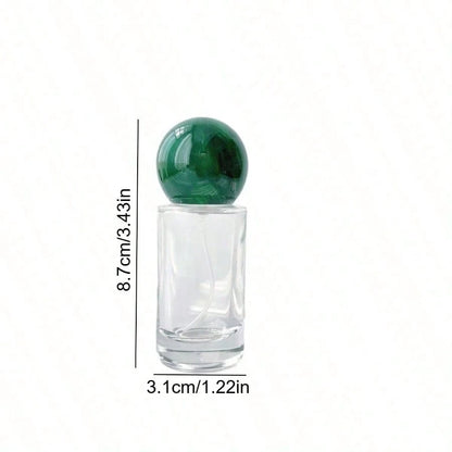 1pc 20ml Refillable Fragrance Spray Bottle, Transparent Glass Travel Fragrance Sprayer With Green Round Cap, Portable Empty Cosmetic Dispenser Bottle, Mini Travel Size Fragrance Container
