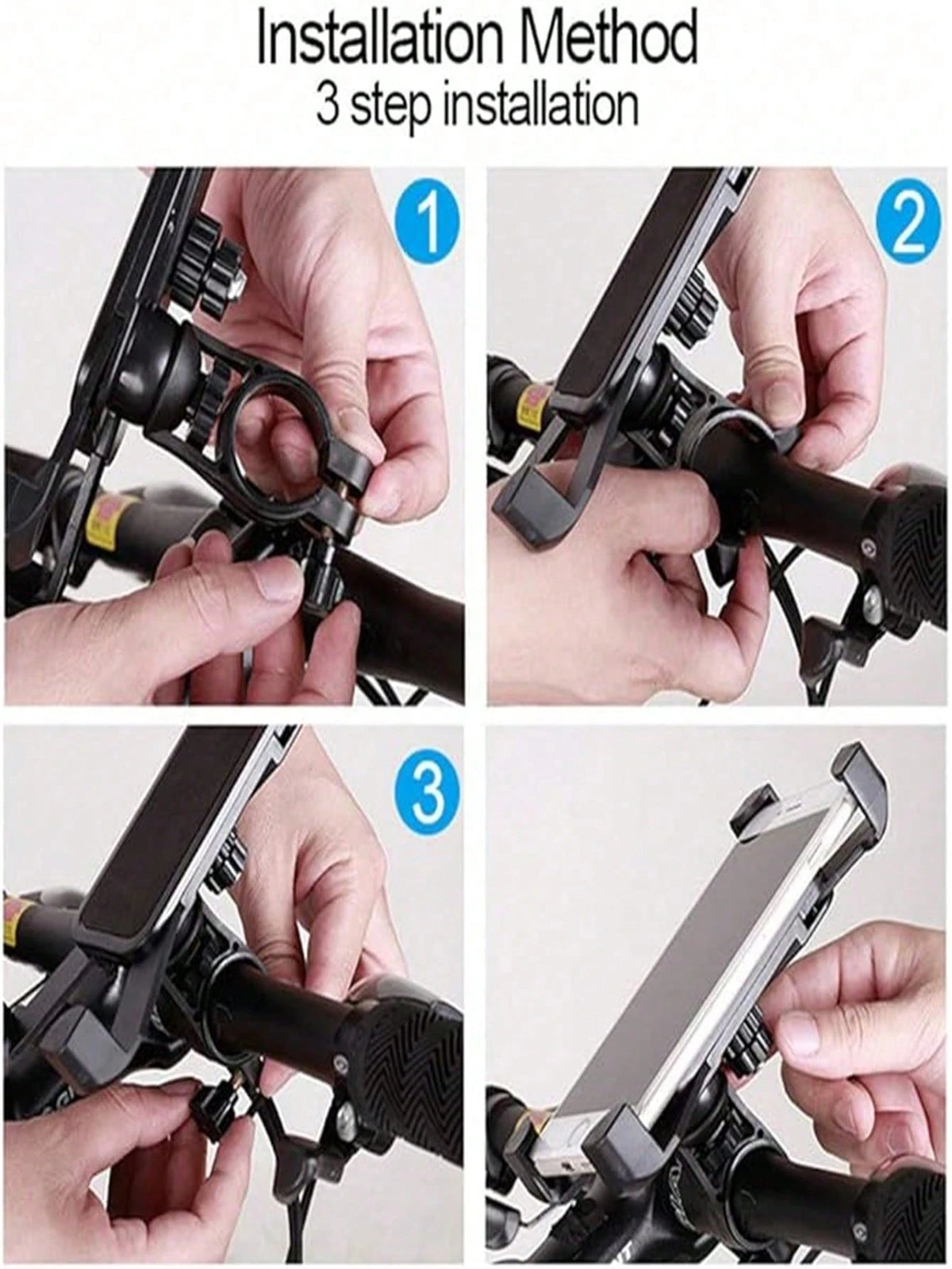 1pc/2pcs 360° Rotating Phone Holder, Extendable Four-Claw Stand, Suitable For Electric Scooter, Motorcycle, Mountain Bike, Black ABS Material- For Daily Use, Outdoor Sports, Cycling, Off-Road, Campin