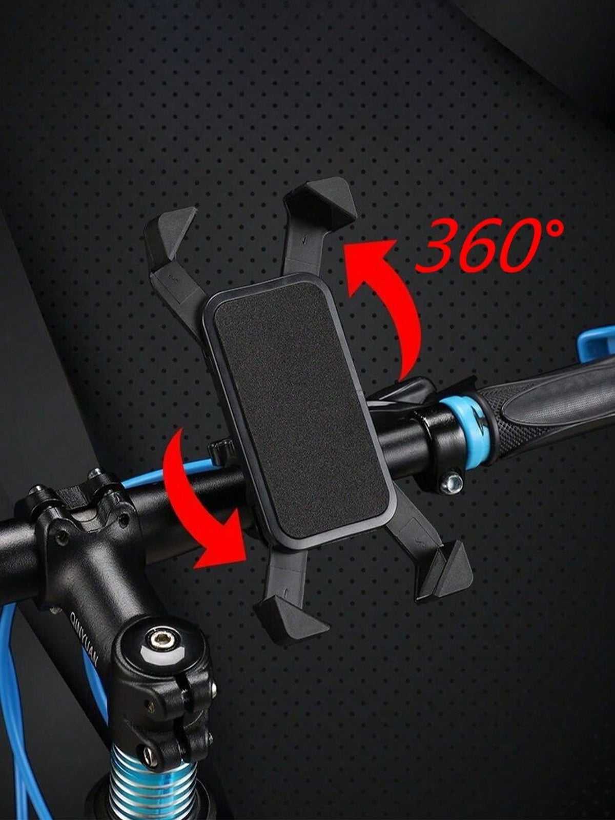 1pc/2pcs 360° Rotating Phone Holder, Extendable Four-Claw Stand, Suitable For Electric Scooter, Motorcycle, Mountain Bike, Black ABS Material- For Daily Use, Outdoor Sports, Cycling, Off-Road, Campin
