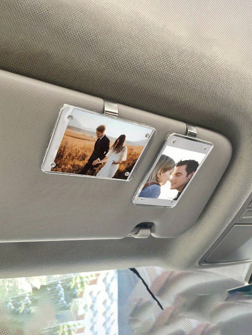 1pc/2pcs/3pcs/4pcs/5pcs New Magnetic Photo Clip For Car Sun Visor, Universal Acrylic Fridge Magnet Transparent Magnetic Instant Photo Frame, Car Sun Visor Photo Frame Clip, Personalized DIY Car Decor