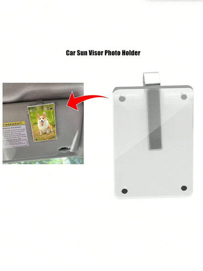 1pc/2pcs/3pcs/4pcs/5pcs New Magnetic Photo Clip For Car Sun Visor, Universal Acrylic Fridge Magnet Transparent Magnetic Instant Photo Frame, Car Sun Visor Photo Frame Clip, Personalized DIY Car Decor