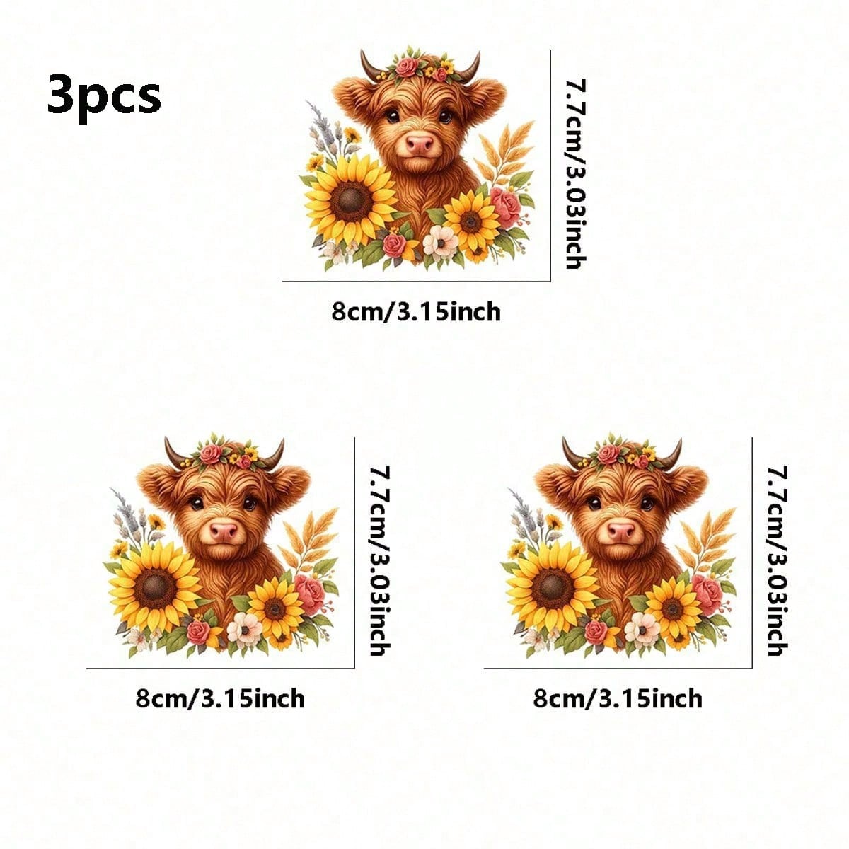 1pc/2pcs/3pcs Floral Wreath & Calf Pattern Heat Transfer Stickers, Suitable For DIY T-Shirts, Jeans, Pillows, Backpacks, Hats And Sofa Covers, Waterproof, Fade-Resistant, Durable, Washable Plastic Sti
