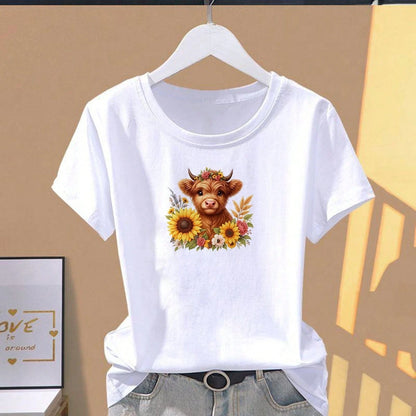 1pc/2pcs/3pcs Floral Wreath & Calf Pattern Heat Transfer Stickers, Suitable For DIY T-Shirts, Jeans, Pillows, Backpacks, Hats And Sofa Covers, Waterproof, Fade-Resistant, Durable, Washable Plastic Sti