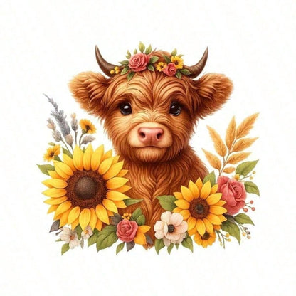 1pc/2pcs/3pcs Floral Wreath & Calf Pattern Heat Transfer Stickers, Suitable For DIY T-Shirts, Jeans, Pillows, Backpacks, Hats And Sofa Covers, Waterproof, Fade-Resistant, Durable, Washable Plastic Sti
