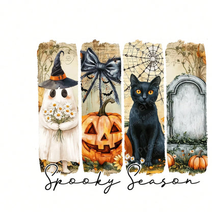 1pc/2pcs/3pcs "Halloween Season" Design- Pumpkin, Black Cat & Tombstone Pattern Heat Transfer Stickers, DTF Iron-On Fabric Patches, Washable Durable Fabric Decoration, Halloween Theme Fashion Accesso