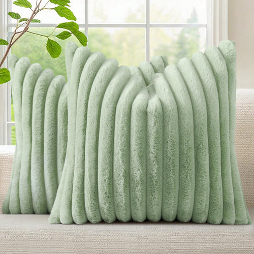 1pc 2pcs 4pcs Faux Fur Cozy Soft Striped Decorative Throw Pillow Covers,Velvet Pillowcase Cushion Case For Sofa Couch