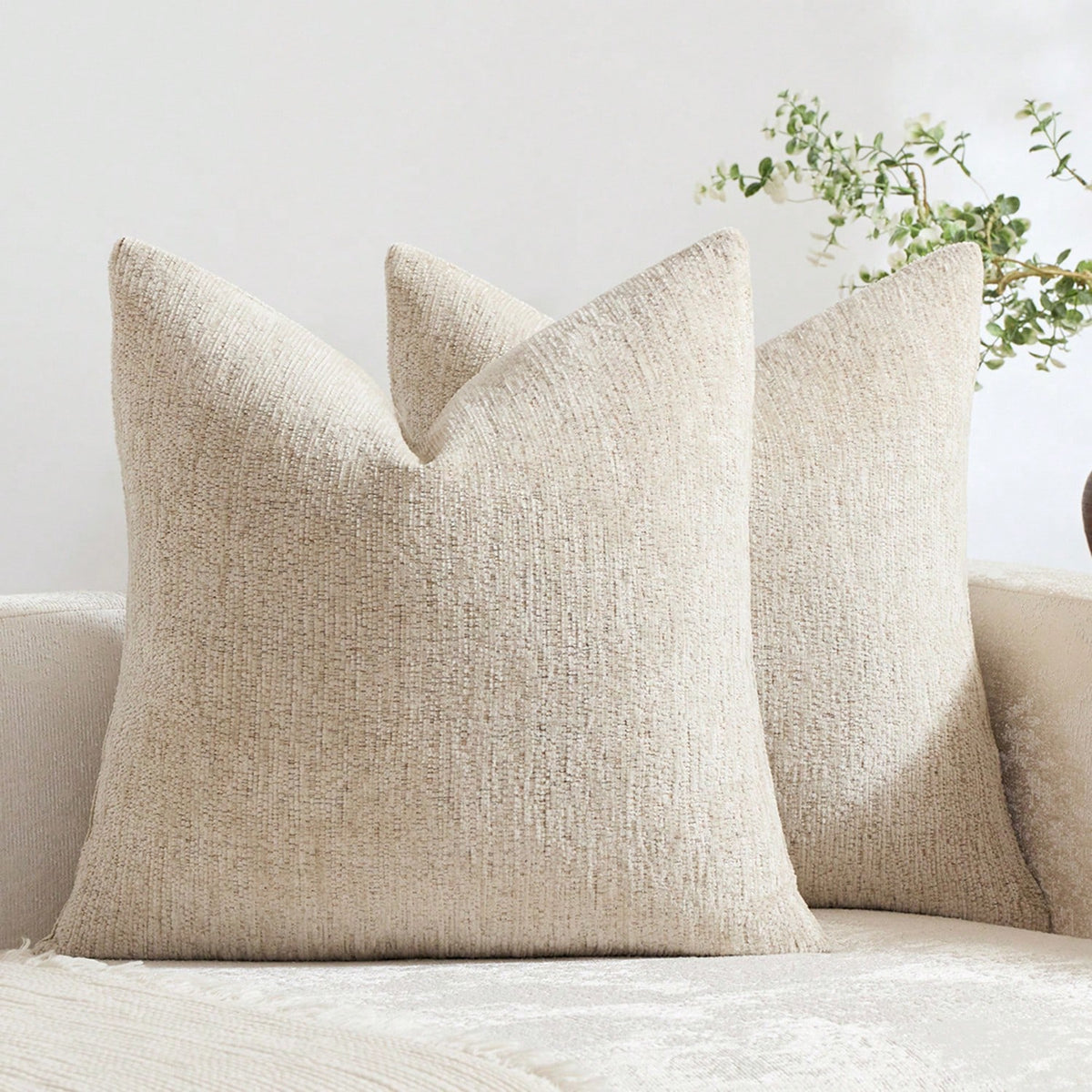 1pc/2pcs Beige (Pillow Insert Not Included) Multicolor Textured Throw Pillow Cover, Modern Farmhouse Chenille 3D Textured Soft Breathable Cushion Cover, Suitable For Daily Bedroom, Dining Room, Bed, S