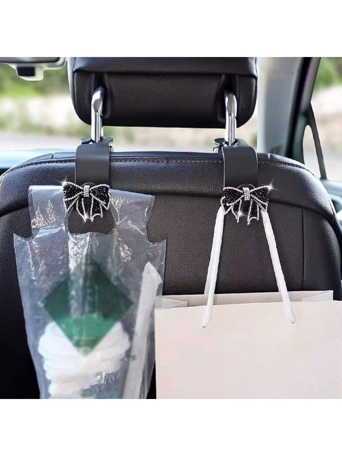 1pc/2pcs Bowknot Car Seat Back Hook Hangers Auto Interior Accessories