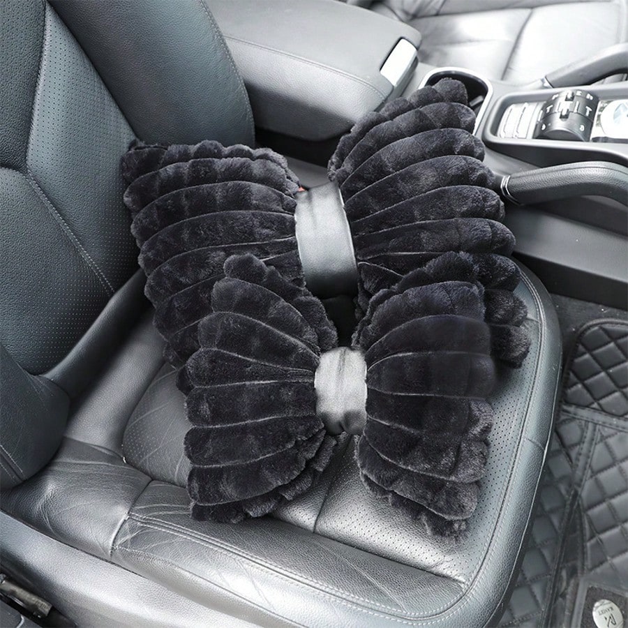 1pc/2pcs Car Headrest Pillow, Winter Plush Comfortable Warm Neck Pillow, Solid Color Minimalist Headrest & Lumbar Pillow, Car Accessories, Car Pillow