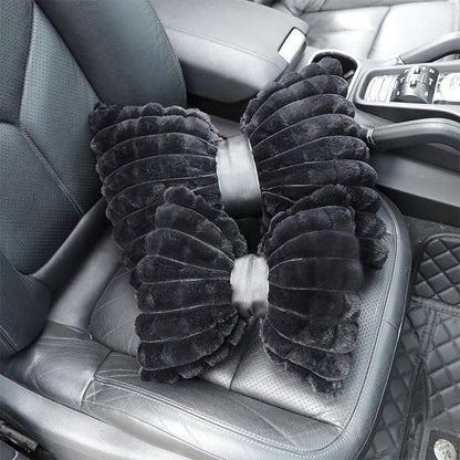 1pc/2pcs Car Headrest Pillow, Winter Plush Comfortable Warm Neck Pillow, Solid Color Minimalist Headrest & Lumbar Pillow, Car Accessories, Car Pillow