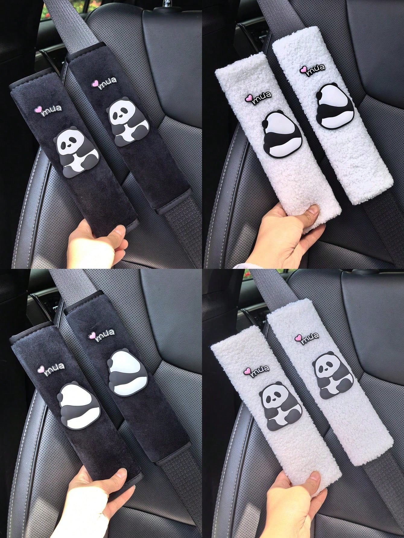 1pc/2pcs Car Interior Seat Belt Shoulder Protection Cover Cute Panda Decoration Shoulder Protection Anti Slip And Wear Resistant Four Season Universal