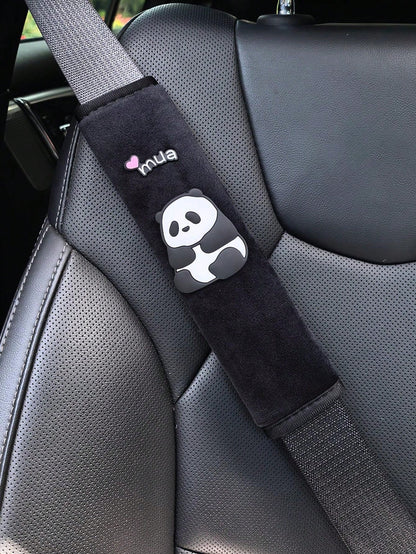 1pc/2pcs Car Interior Seat Belt Shoulder Protection Cover Cute Panda Decoration Shoulder Protection Anti Slip And Wear Resistant Four Season Universal