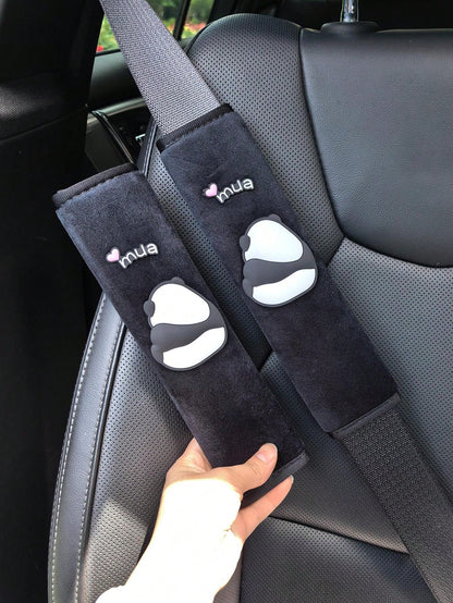 1pc/2pcs Car Interior Seat Belt Shoulder Protection Cover Cute Panda Decoration Shoulder Protection Anti Slip And Wear Resistant Four Season Universal