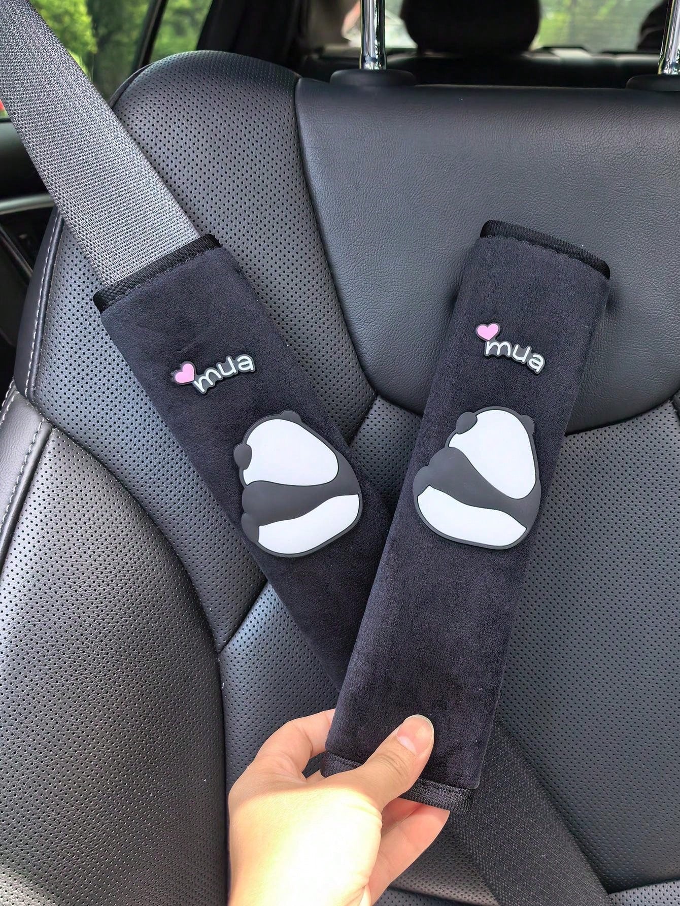1pc/2pcs Car Interior Seat Belt Shoulder Protection Cover Cute Panda Decoration Shoulder Protection Anti Slip And Wear Resistant Four Season Universal