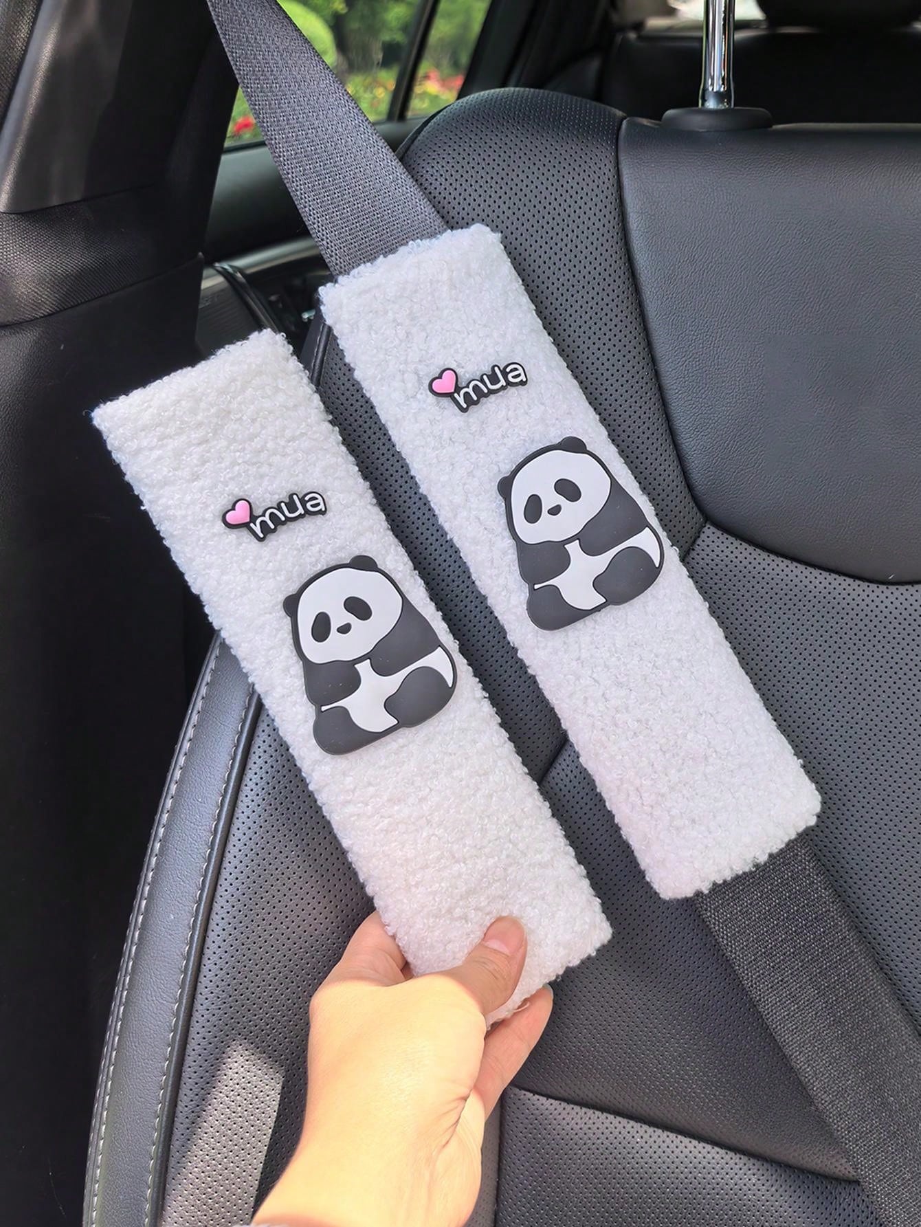 1pc/2pcs Car Interior Seat Belt Shoulder Protection Cover Cute Panda Decoration Shoulder Protection Anti Slip And Wear Resistant Four Season Universal