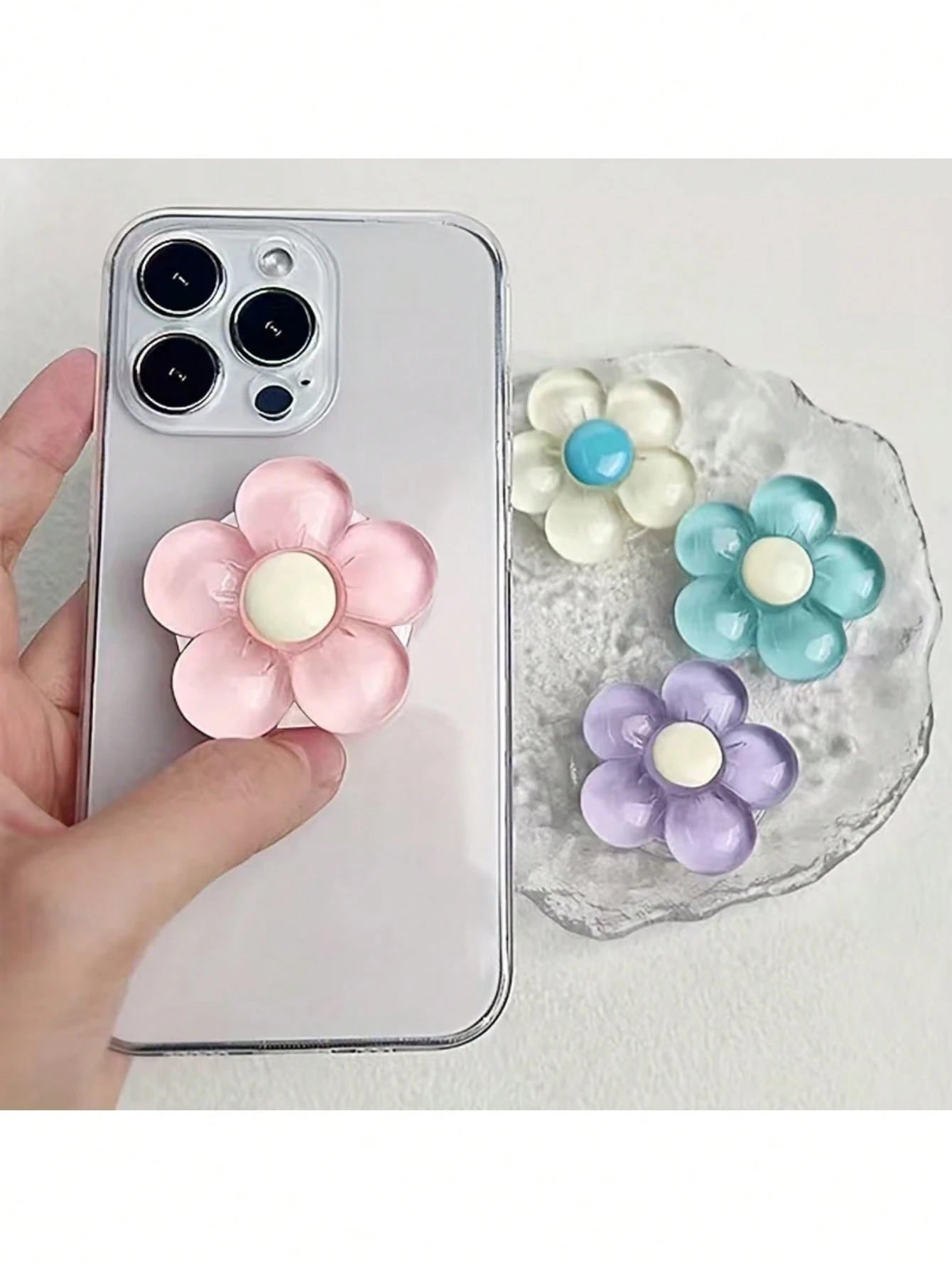 1pc/2pcs Cute Flower Telescopic Creative Phone Air Cushion Stand, Adhesive Foldable Slouchy Desktop Flower Cute Stand, Perfect Phone Gift, Halloween Gift, Christmas Gift, Suitable For IPhone, Android