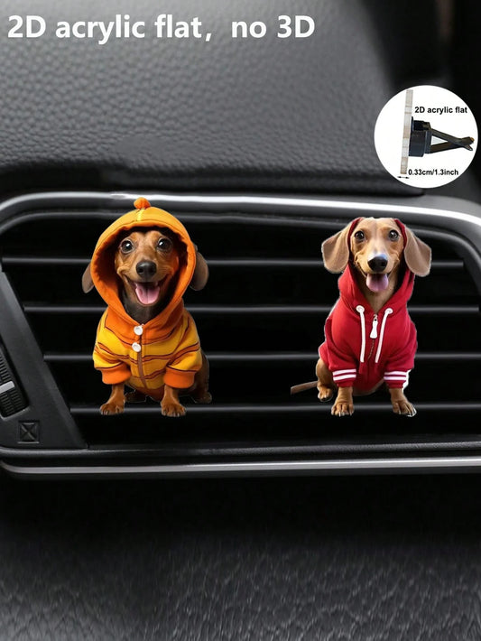 1pc/2pcs Dachshund Themed Car Air Vent Freshener Clip, Pet Animal Car Interior Decoration Accessories