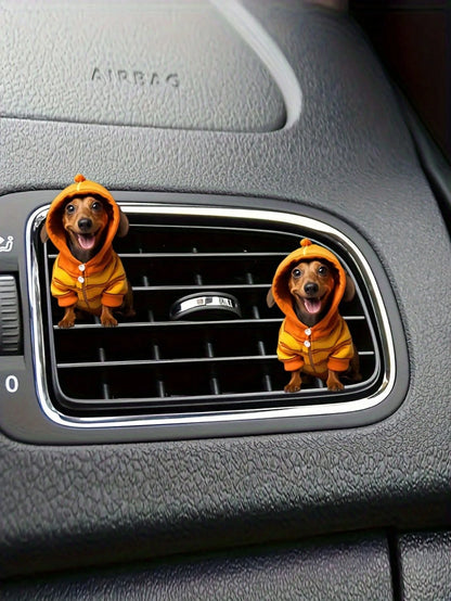 1pc/2pcs Dachshund Themed Car Air Vent Freshener Clip, Pet Animal Car Interior Decoration Accessories