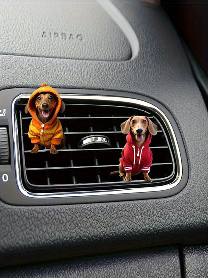 1pc/2pcs Dachshund Themed Car Air Vent Freshener Clip, Pet Animal Car Interior Decoration Accessories
