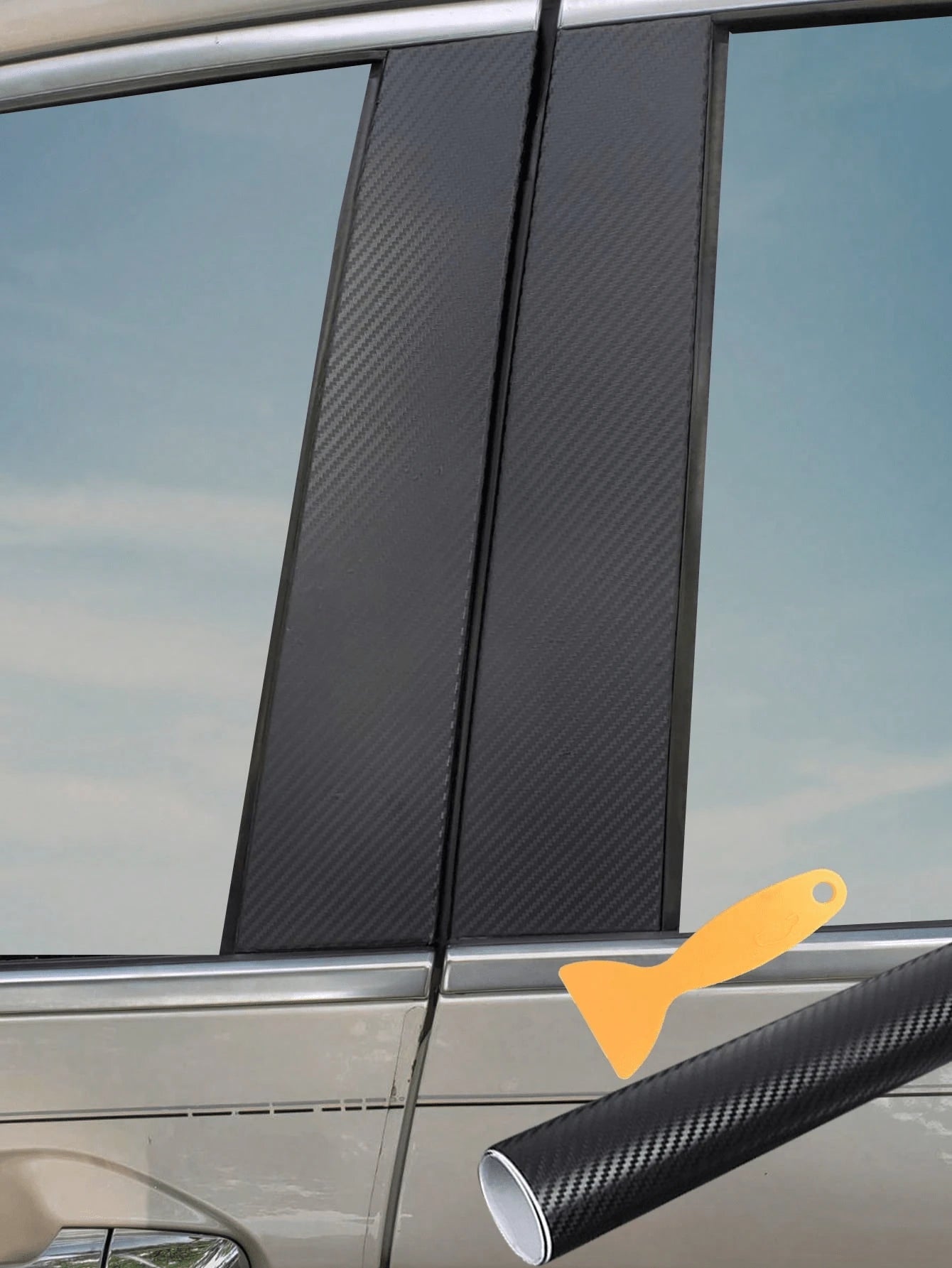 1pc/2pcs DIY Matte Carbon Fiber Black Car Wrap Sticker Kit, Customizable Combination, Carbon Fiber Texture Rearview Mirror Sticker, Vinyl Wrap, Car Scratch Protection Film Decal, Suitable For Windows