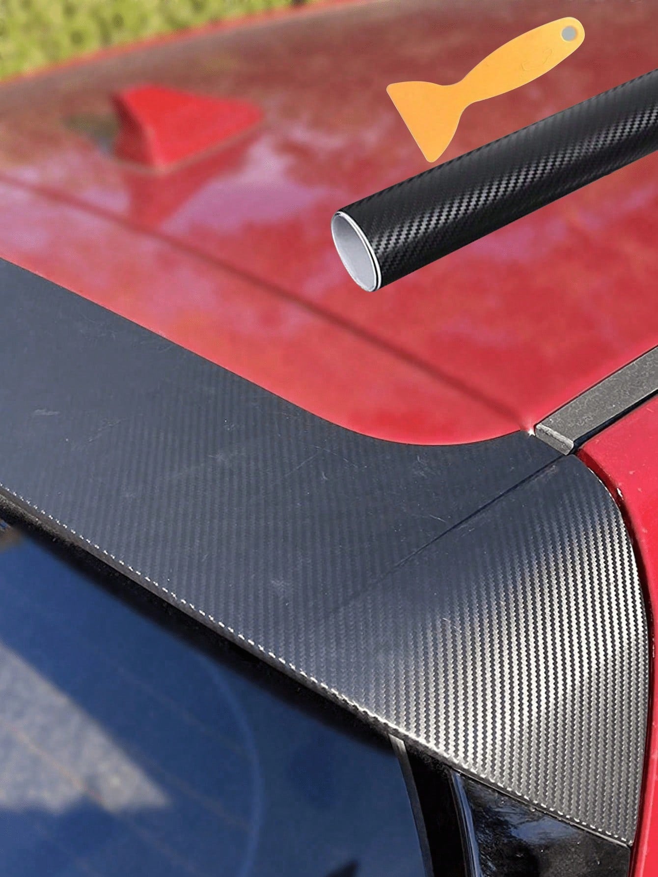 1pc/2pcs DIY Matte Carbon Fiber Black Car Wrap Sticker Kit, Customizable Combination, Carbon Fiber Texture Rearview Mirror Sticker, Vinyl Wrap, Car Scratch Protection Film Decal, Suitable For Windows