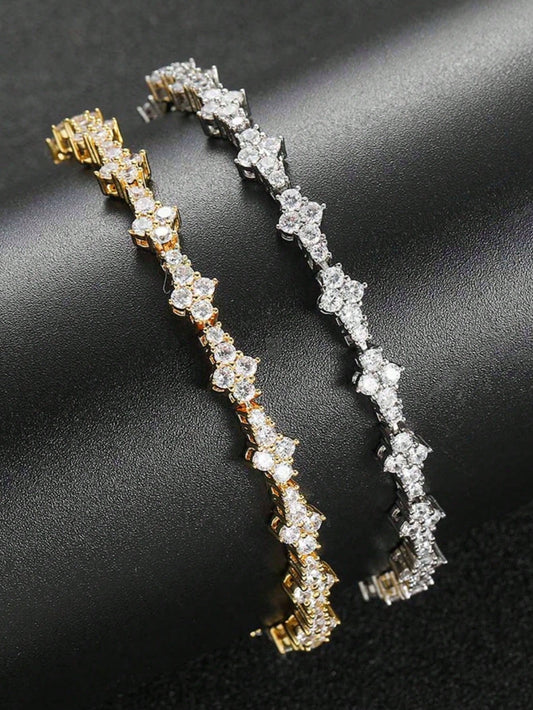1pc/2pcs Fashion Luxury Rhinestone Cross Bracelet, Unisex, Gift For Lovers, New Year & Daily Wear