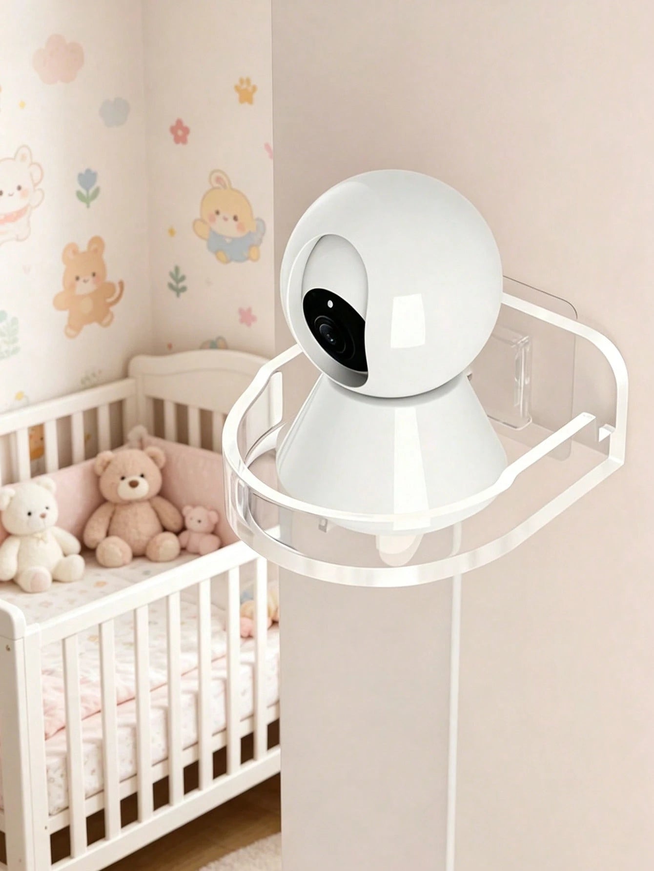 1pc/2pcs No-Drill Camera Wall Mount Bracket, Space-Saving Stable Storage Rack, Suitable For Nursery, Living Room, Kitchen, Indoor And Outdoor Use