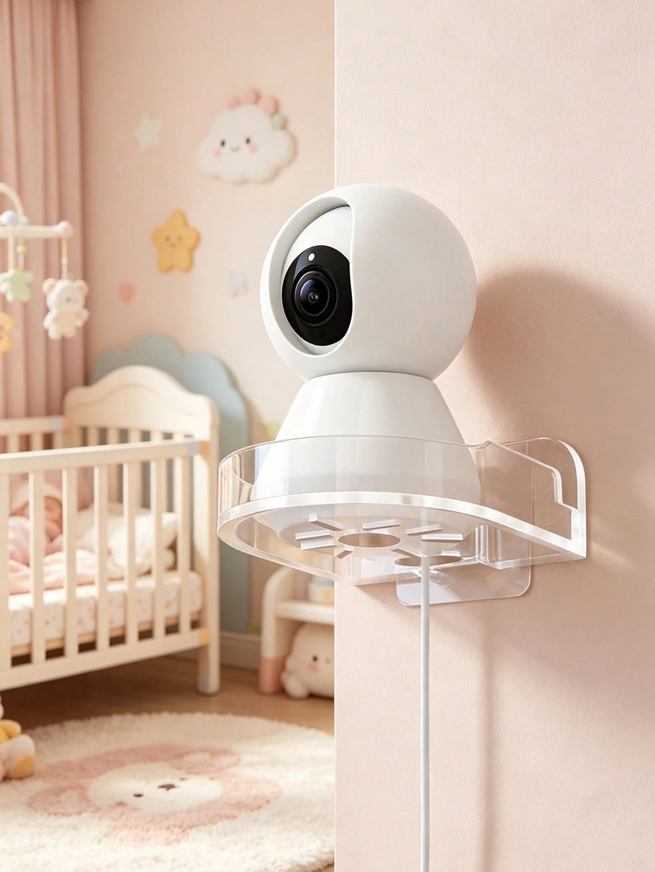 1pc/2pcs No-Drill Camera Wall Mount Bracket, Space-Saving Stable Storage Rack, Suitable For Nursery, Living Room, Kitchen, Indoor And Outdoor Use