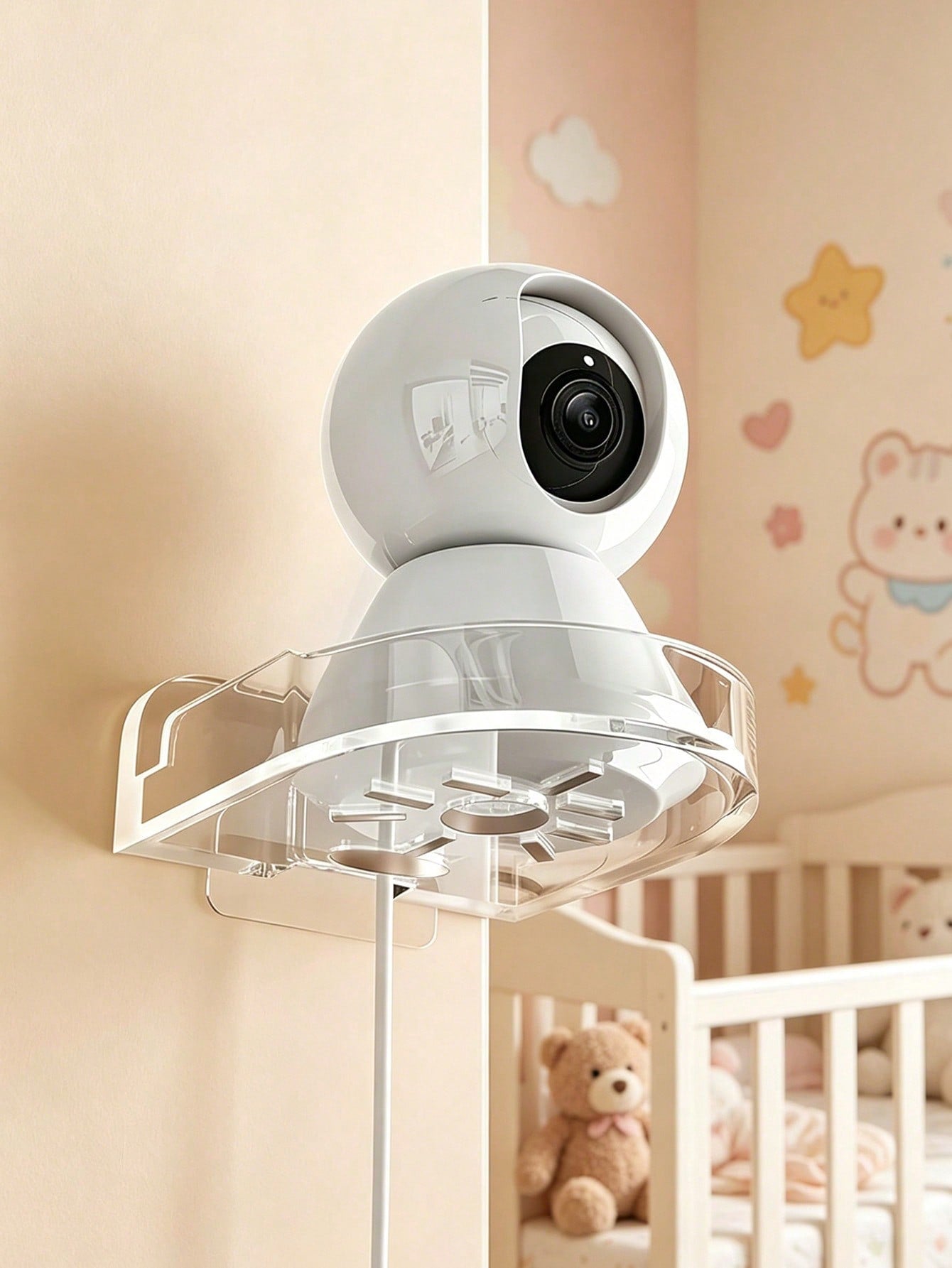 1pc/2pcs No-Drill Camera Wall Mount Bracket, Space-Saving Stable Storage Rack, Suitable For Nursery, Living Room, Kitchen, Indoor And Outdoor Use