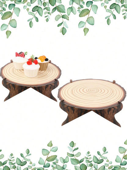 1pc/2pcs Single-Tier Tree Stump Themed Cupcake Stand, Wooden Texture Cupcake Holder, Forest Theme Cupcake Display, Western Theme Cake Stand, Rustic Camping Party Cupcake Rack, Birthday Wedding Party S