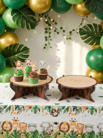 1pc/2pcs Single-Tier Tree Stump Themed Cupcake Stand, Wooden Texture Cupcake Holder, Forest Theme Cupcake Display, Western Theme Cake Stand, Rustic Camping Party Cupcake Rack, Birthday Wedding Party S