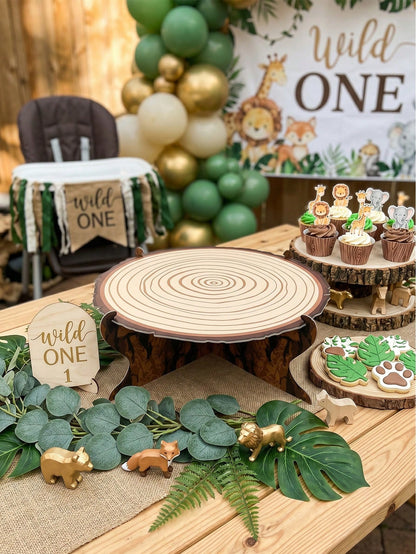 1pc/2pcs Single-Tier Tree Stump Themed Cupcake Stand, Wooden Texture Cupcake Holder, Forest Theme Cupcake Display, Western Theme Cake Stand, Rustic Camping Party Cupcake Rack, Birthday Wedding Party S