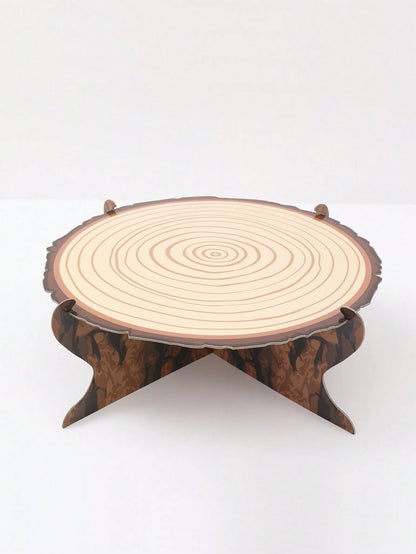 1pc/2pcs Single-Tier Tree Stump Themed Cupcake Stand, Wooden Texture Cupcake Holder, Forest Theme Cupcake Display, Western Theme Cake Stand, Rustic Camping Party Cupcake Rack, Birthday Wedding Party S