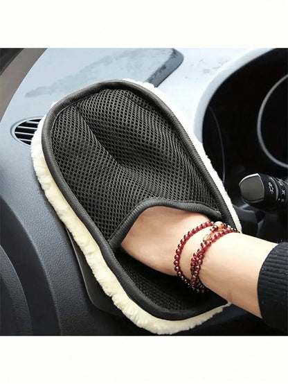 1pc/2pcs Soft Car Cleaning Gloves, Portable Durable Microfiber Car Wash Brush, Suitable For Interior And Exterior Car Washing, Multi-Functional Dust Removal And Stain Cleaning Tool