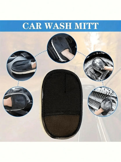 1pc/2pcs Soft Car Cleaning Gloves, Portable Durable Microfiber Car Wash Brush, Suitable For Interior And Exterior Car Washing, Multi-Functional Dust Removal And Stain Cleaning Tool