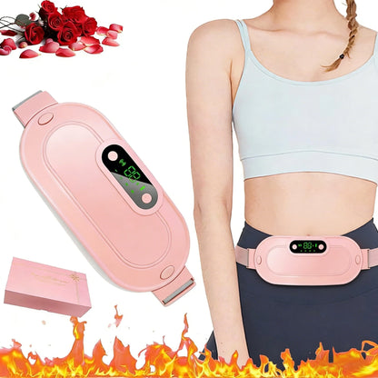 1Pc 3 Heat Levels 4 Massage Modes Menstrual Heating Pad, Cordless Rechargeable Electric Waist Massager, Portable Warm Belly Belt For Women Period Pain Relief