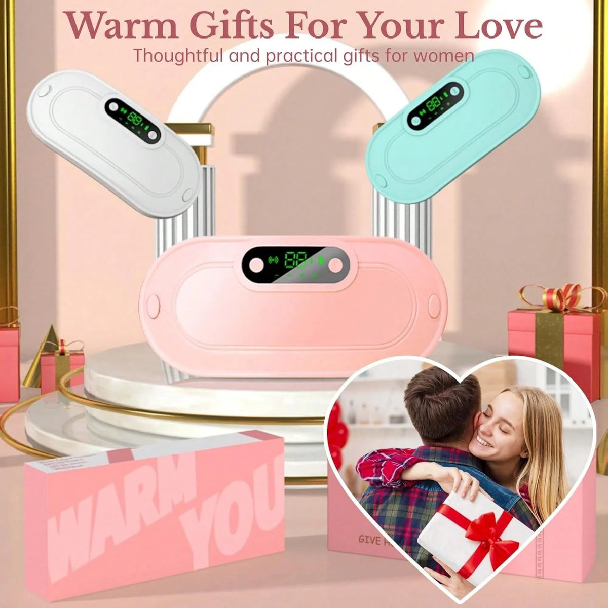 1Pc 3 Heat Levels 4 Massage Modes Menstrual Heating Pad, Cordless Rechargeable Electric Waist Massager, Portable Warm Belly Belt For Women Period Pain Relief