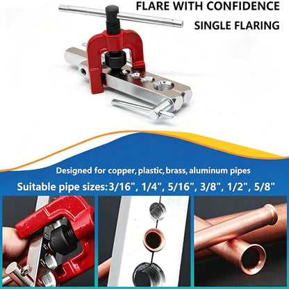 1PC 3-In-1 Manual Pipe Bender Kit, Aluminum Alloy Silver Red Pipe Bending Tool, 3/16 Inch Bender + 25FT Copper Tube & Complete Fittings, Heavy Duty Pipe Bender Set For US Air Conditioner Repair, Plum