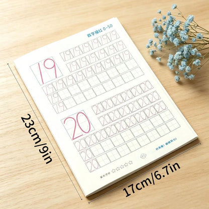 1pc 32-Page Number Practice Book, 0-50 Number Font Writing Practice Book, Number Learning Tracing Book, Number Calligraphy Handwriting Tracing Book, School And Back To School Supplies