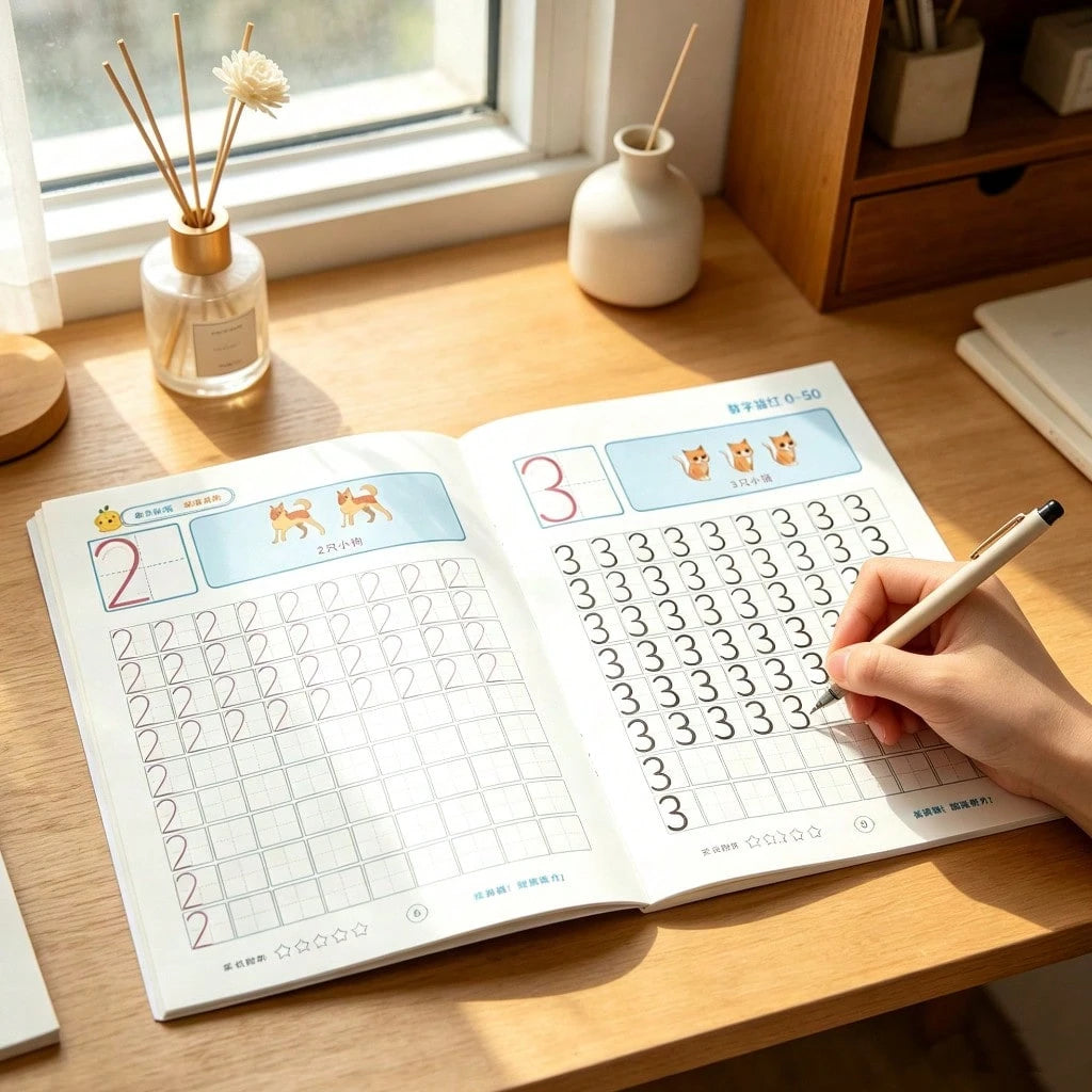 1pc 32-Page Number Practice Book, 0-50 Number Font Writing Practice Book, Number Learning Tracing Book, Number Calligraphy Handwriting Tracing Book, School And Back To School Supplies