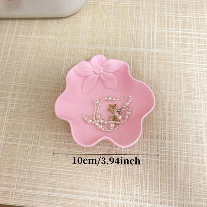 1pc 3D Printed Pink Floral Jewelry Storage Box, Can Hold Earrings, Rings, Necklaces, Hair Ties, Cute Vanity Entryway Organizer Tray, Accessory Storage, Jewelry Tray, Home Decor