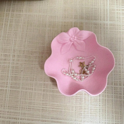 1pc 3D Printed Pink Floral Jewelry Storage Box, Can Hold Earrings, Rings, Necklaces, Hair Ties, Cute Vanity Entryway Organizer Tray, Accessory Storage, Jewelry Tray, Home Decor