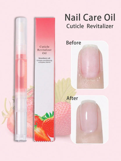 1pc 3ml Pink Nail Cuticle Care Oil Pen, Plant Nourishing Oil Moisturizing Anti-Hangnail Nail Edge Care Tool (Random Version)
