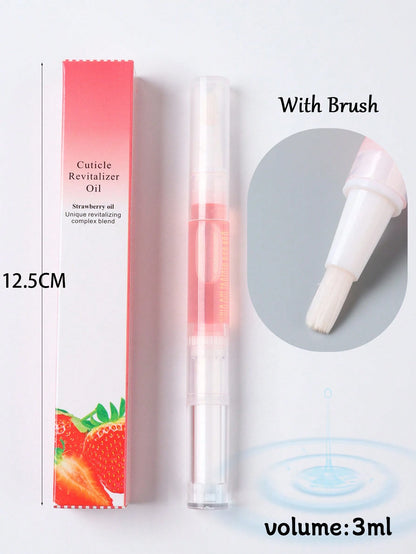 1pc 3ml Pink Nail Cuticle Care Oil Pen, Plant Nourishing Oil Moisturizing Anti-Hangnail Nail Edge Care Tool (Random Version)